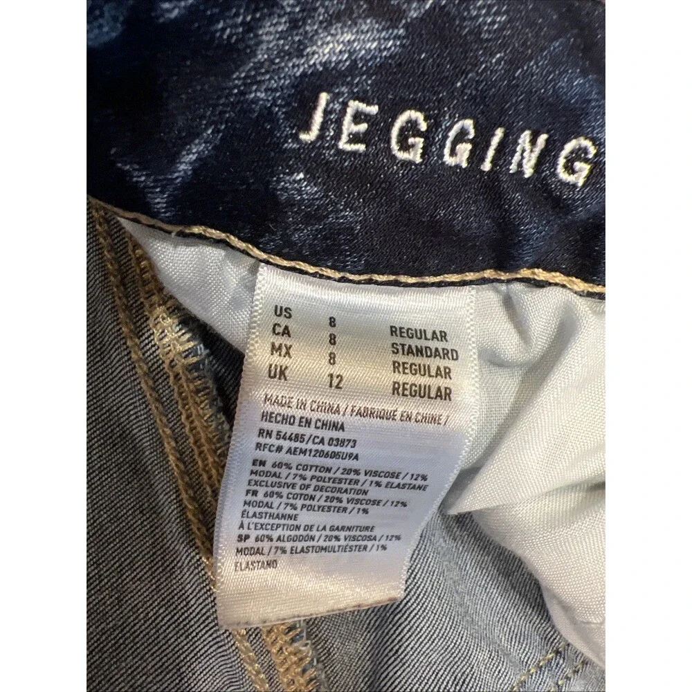 Women’s American eagle jeggings distressed destroyed medium wash size 8 regular - Picture 4 of 14